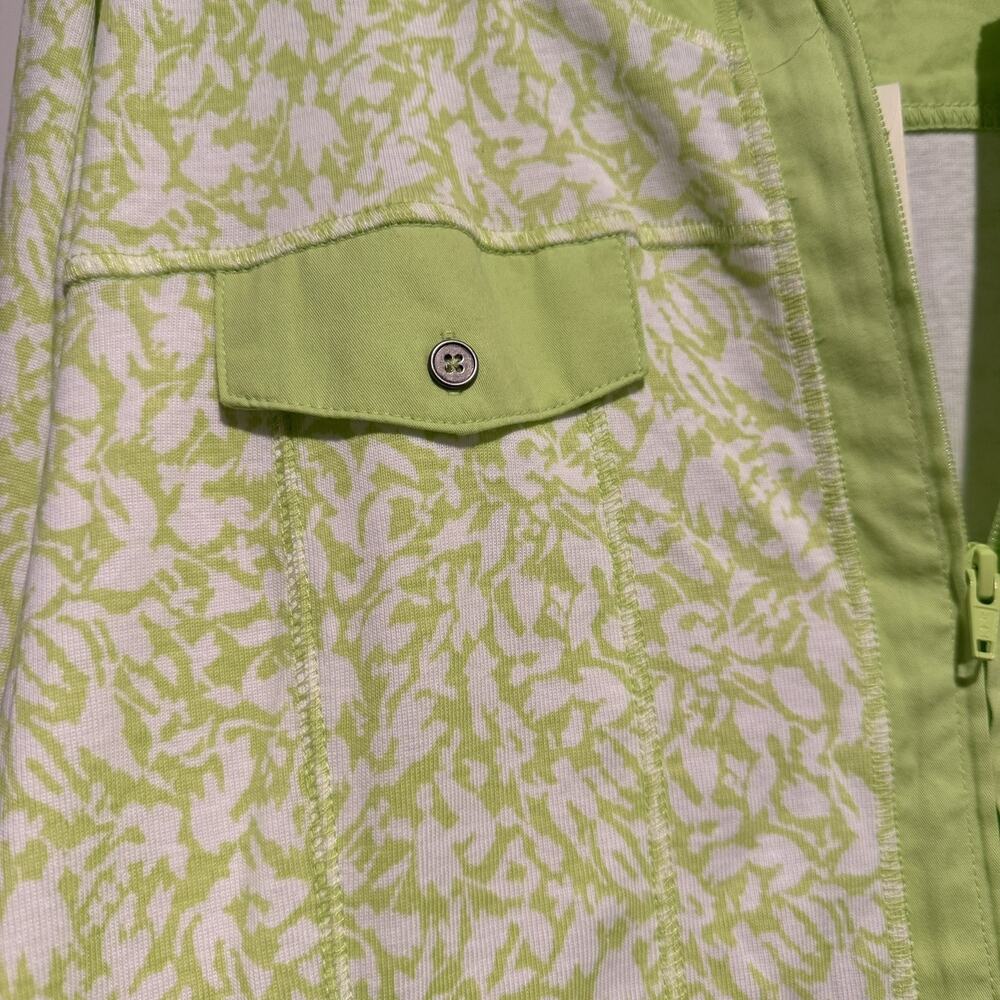 CJ Banks Green White Cotton Zip Up Jacket NEW Plus Size 2X - Picture 3 of 8